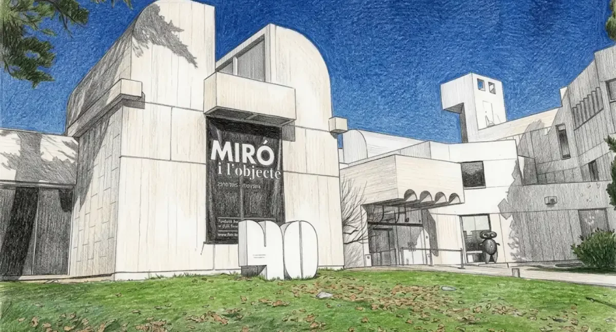 ilustracion a lapiz de la fundacion joan miro