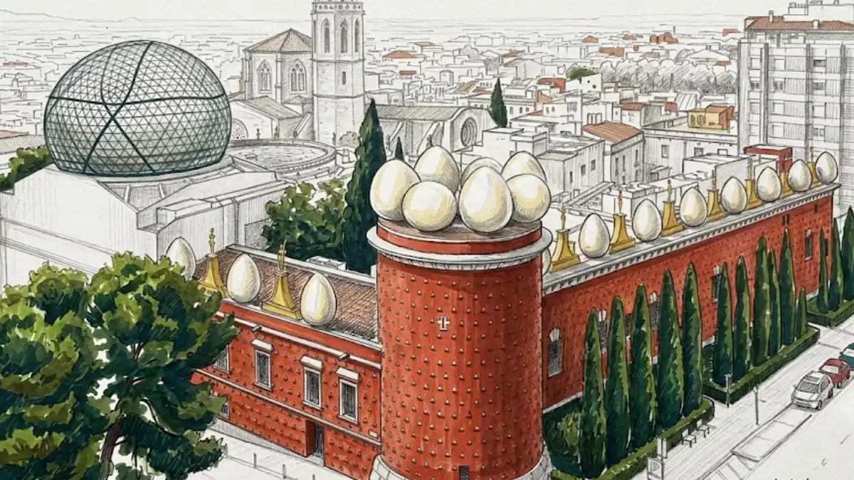 vista aérea arquitectónica del Teatro-Museo Dalí en Figueras